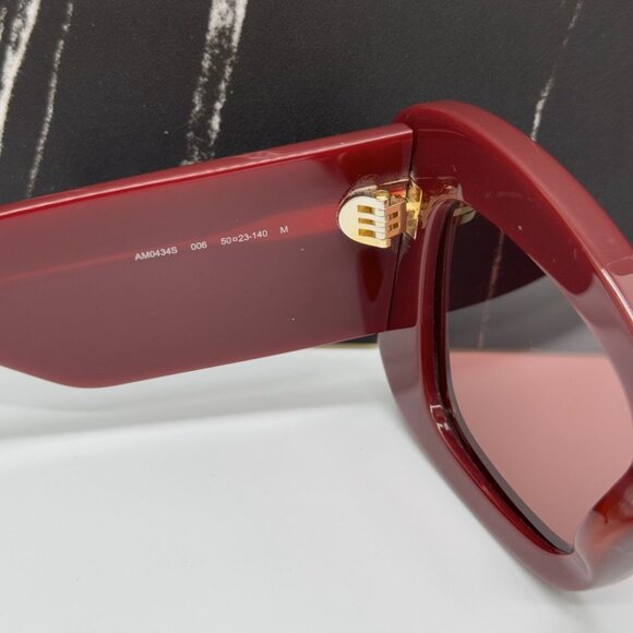 NEW AM0434S 006 ALEXANDER MCQUEEN BURGUNDY CAT EYE WOMEN SUNGLASSES - Picture 10 of 11
